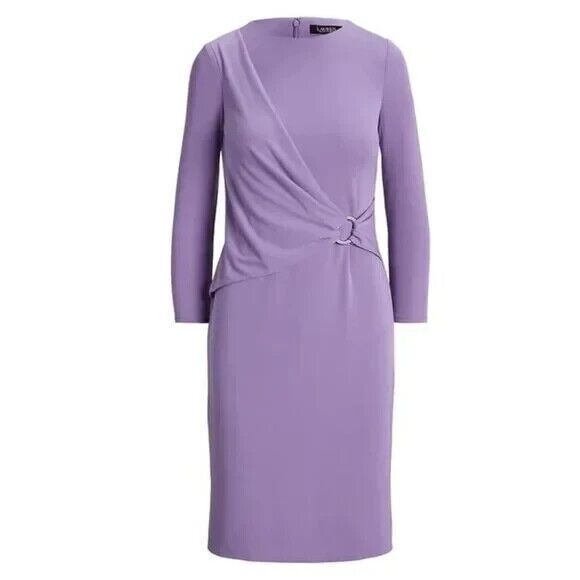 Lauren Ralph Lauren Stretch Crew Neck 3/4 Sleeve Dress in Wisteria size … - Picture 3 of 9